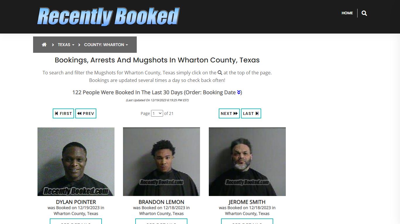 Recent bookings, Arrests, Mugshots in Wharton County, Texas